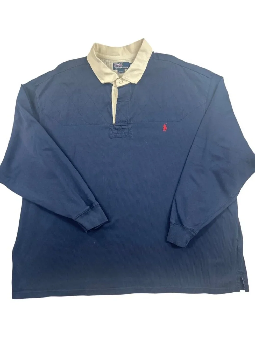 Vintage 90s Polo Ralph Lauren Rugby Shirt Men's 5XL Navy Embroidered Pony